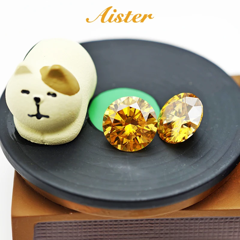 

Plating Champagne Color Round Cut Moissanite Stone GRA Certified Moissanita VVS1 Pass Diamond Tester for Jewelry Making