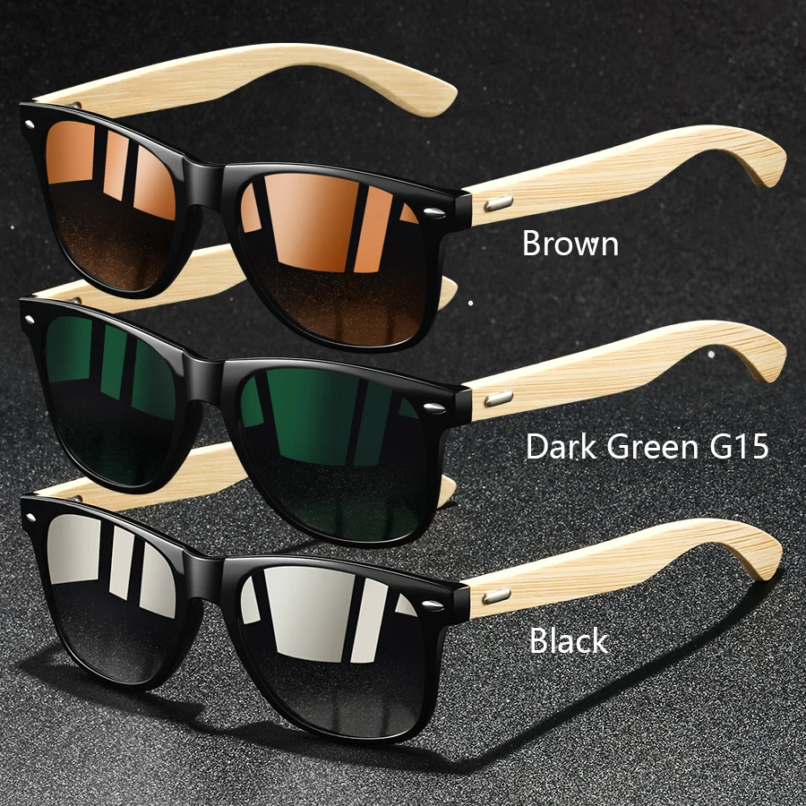 3er-Set Modische Vintage-Sonnenbrillen aus Bambusholz, Quadratisch, für Damen und Herren, Luxus-Designer-Sonnenbrillen zum Fahren und Angeln – Detail 4