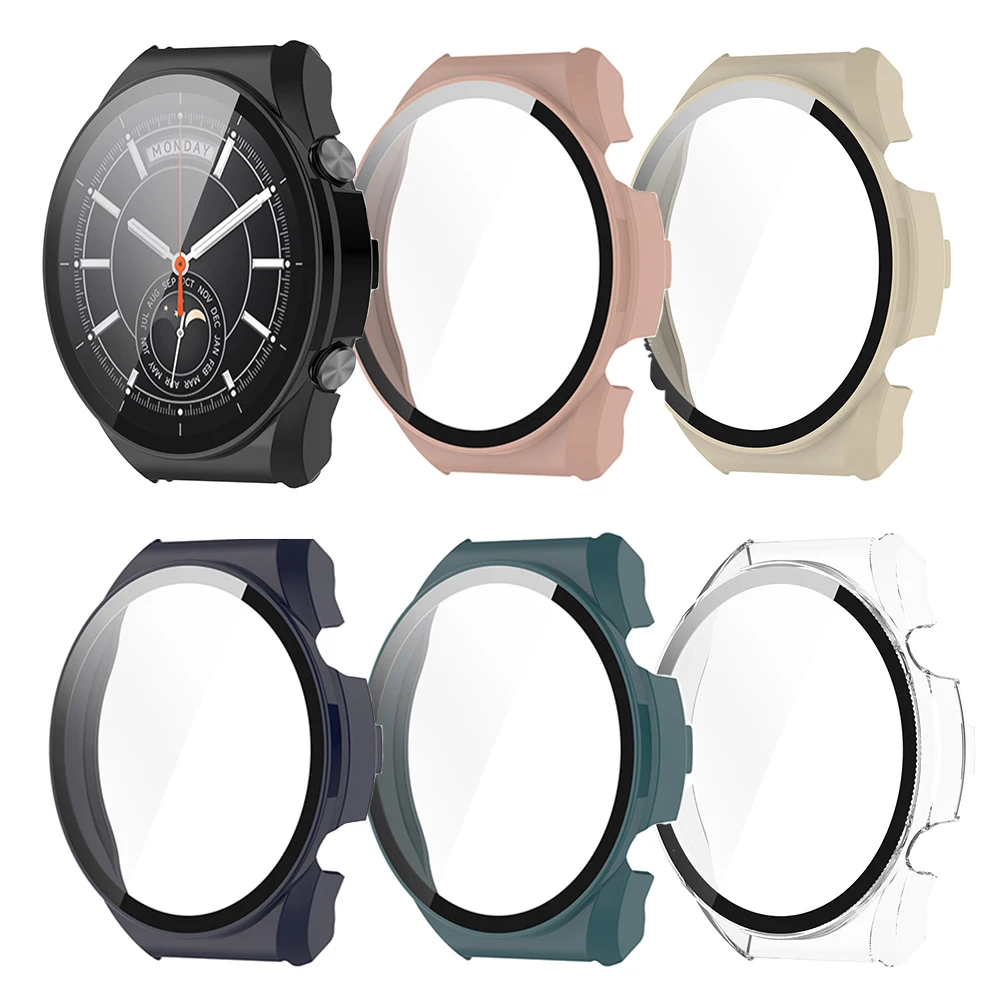 PC+Glass Protective Case For Xiaomi Watch S1 Full Screen Protector Shell Frame Cover