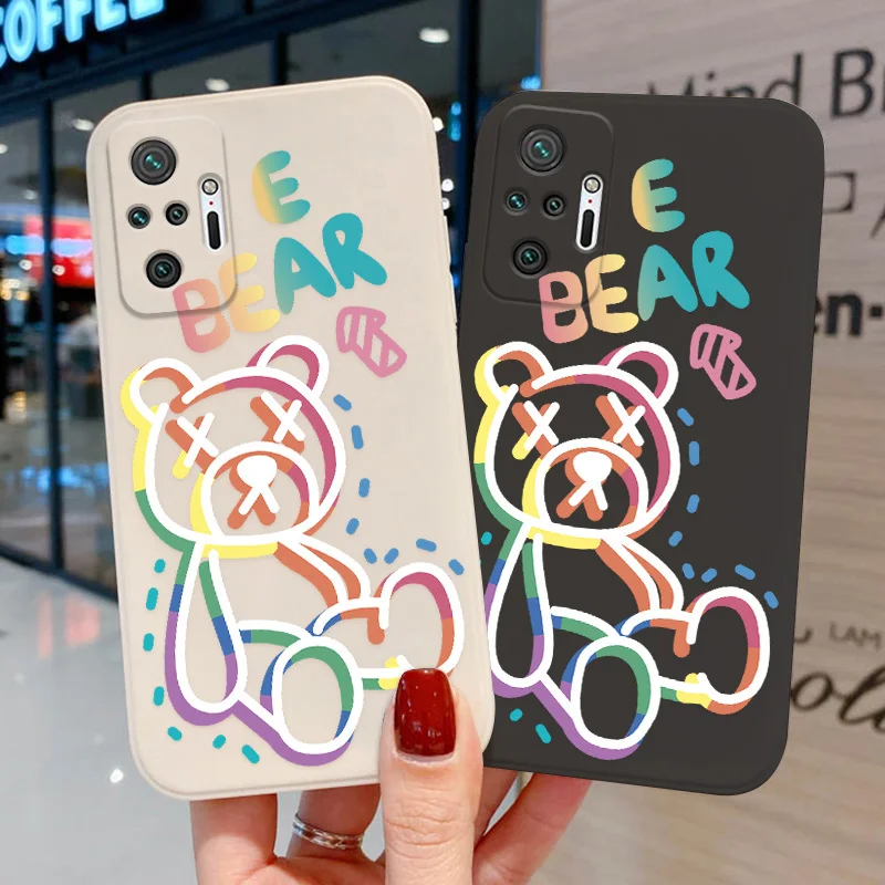 

For Poco X3 Pro Case Cute Bear Soft Cover For Xiaomi Redmi Note 10 Pro 11 9 8T 10S 9S Case Funda PocoX3 M4 F3 M3 C31 9C 9T Cases