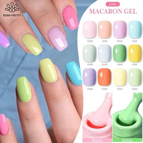 BORN PRETTY 10ml Color macarrón caramelo esmalte de uñas en gel rosa púrpura azul semipermanente remojo UV LED barniz manicura primavera