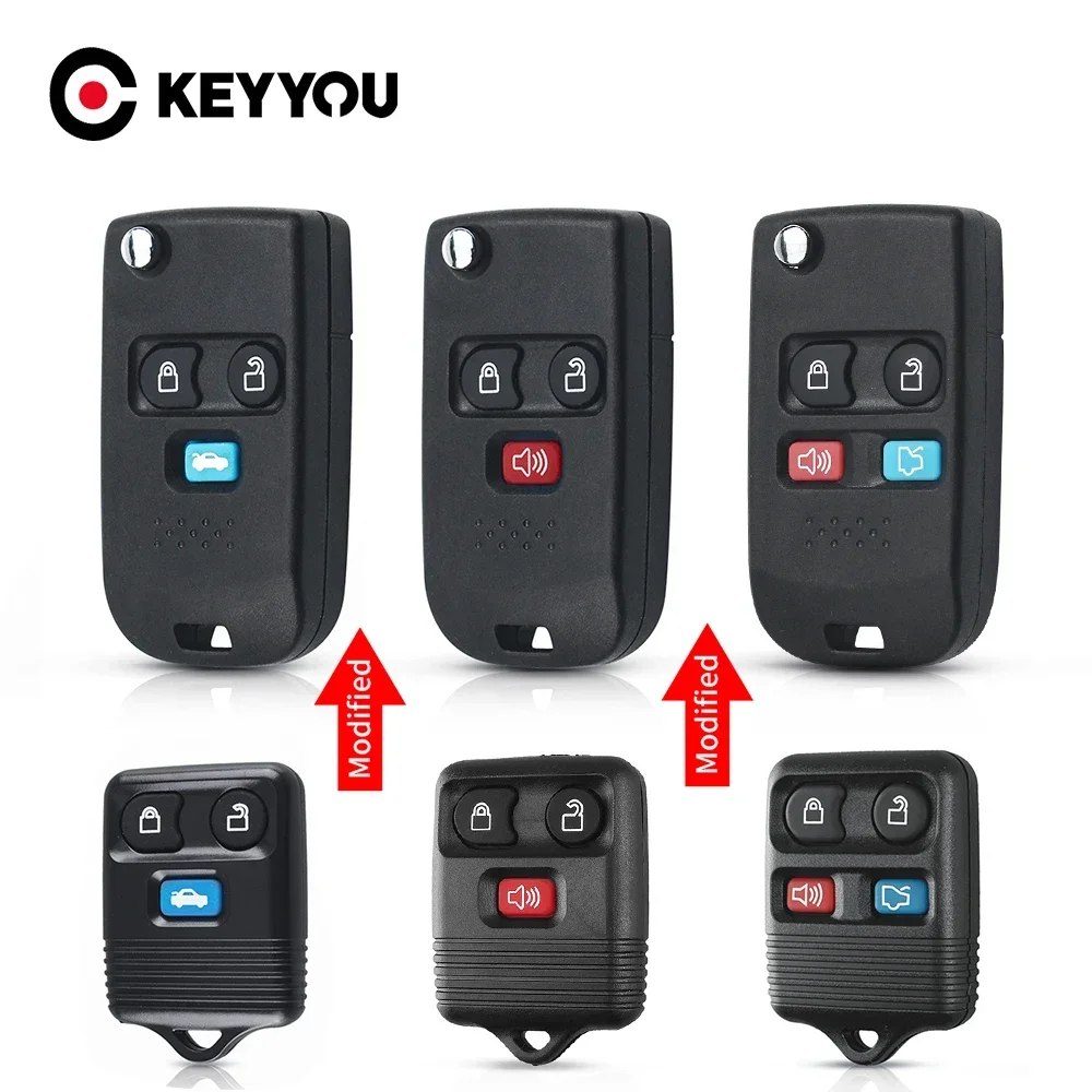 KEYYOU Remote Car Key Shell For Ford Escape Exursion Explorer Mercury Lincoln Town Sport 3/4 Buttons