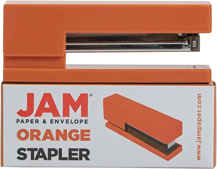 Modern Orange Desk Stapler - Heavy Duty, Jam-Resistant, Rubber Base for Stability
