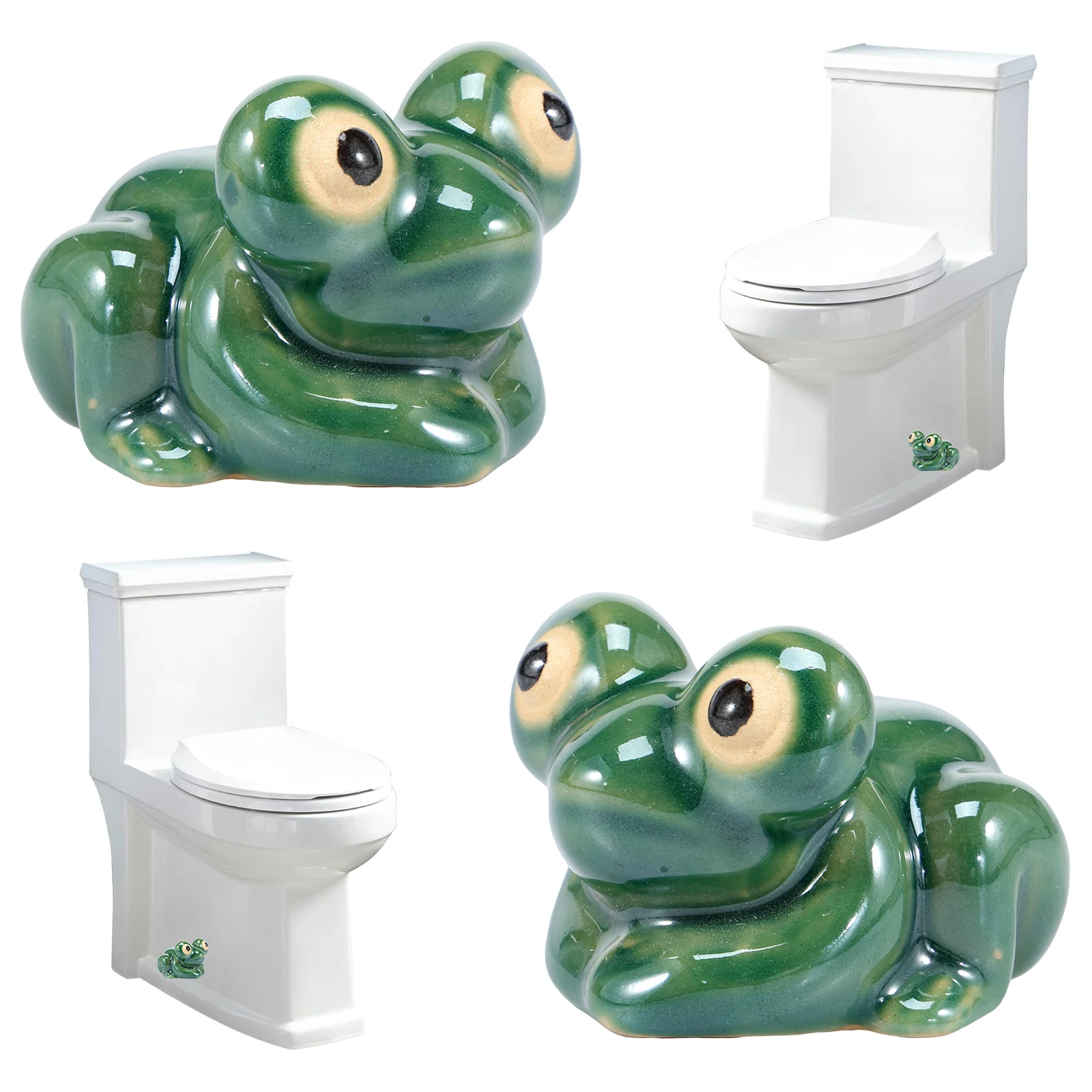 2Pcs Toilet Bolt Covers Ceramic Toilet Bolt Caps Cute Funny Frog Toilet Bolt Covers Toilet Bolt Decorative Caps for Bathroom