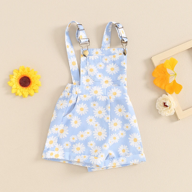 Adorable Baby Girl Floral Romper Sleeveless Jumpsuit Overall Shorts for Summer Toddler Casual Outfit Cute Clothes