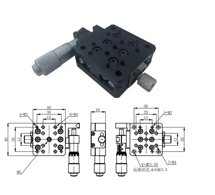 LSSP-J-13VC-01 قابل للتخصيص OEM مراحل الترجمة الخطية اليدوية حجم المنصة 40 × 40 مم نطاق السفر 13 مم