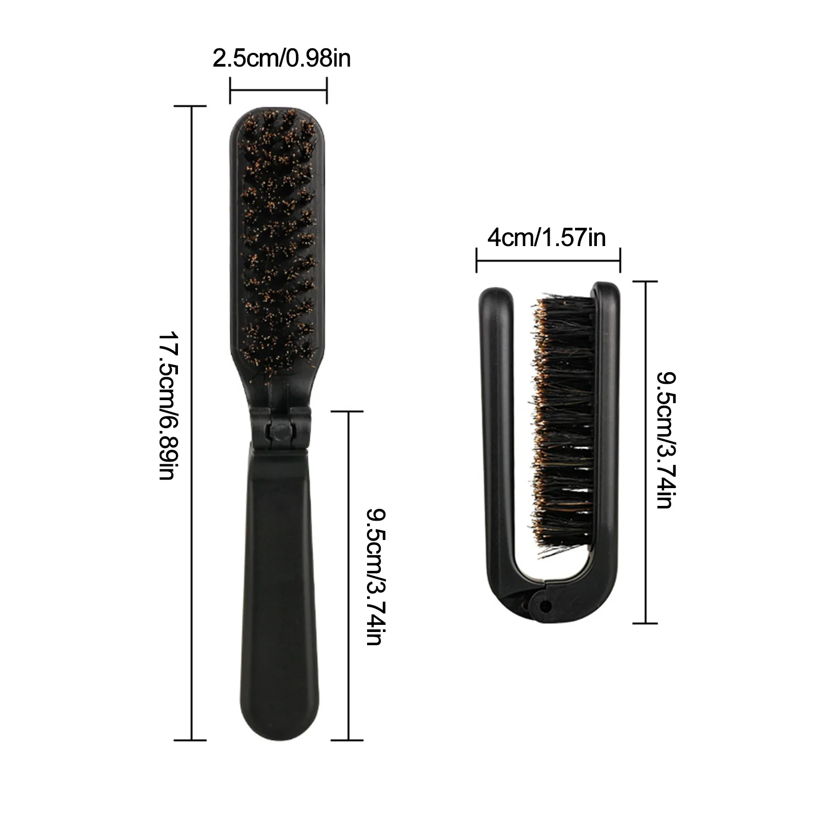 Folding Hair Brush Boar Bristle Hair Comb Portable Travel Straighten Pocket Mustache Brush Collapsable Pocket Hair Brush For Men