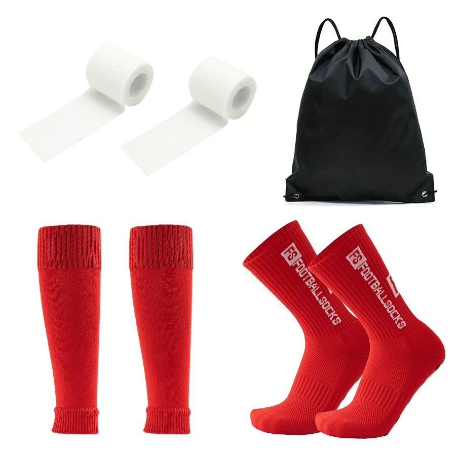 

4 шт., костюм, футбольная сумка, футбольные носки, мужские спортивные носки для подростков, футбольный чехол для ног, повязка для тренировок по футболу