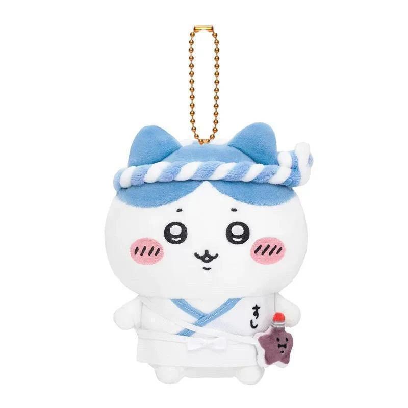 chaveiro-de-pelucia-chiikawa-sushi-chef-hachiware-pingente-de-gato-de-desenho-animado-japones-fofo-com-kimono-corrente-de-contas-douradas-charm-para-mochila-bolsa