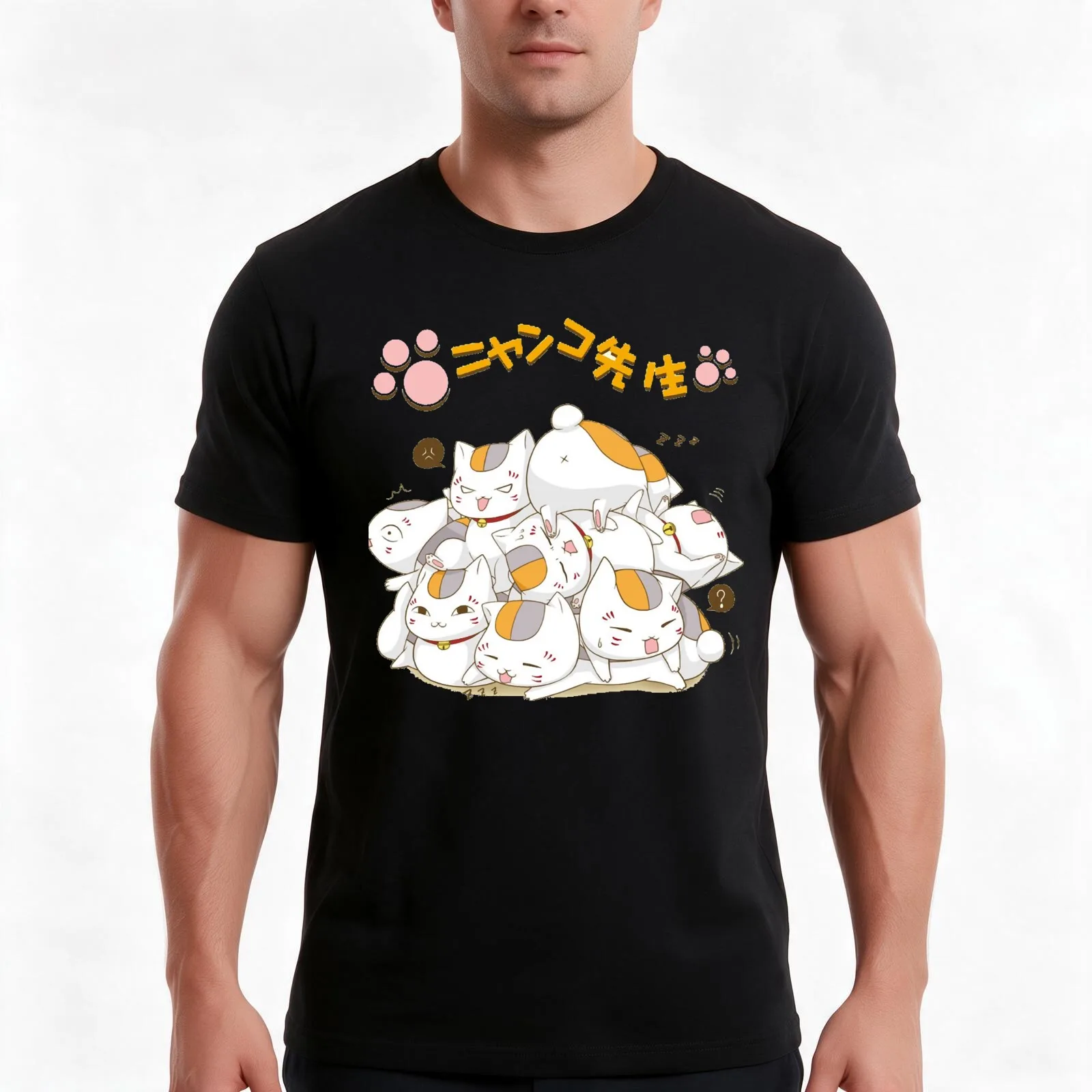 Nyanko Sensei ( Natsumes Book of Friends) Classic T-Shirt, Summer Casual Cotton Tee, Oversized Streetwear Tops, Unisex Men Women