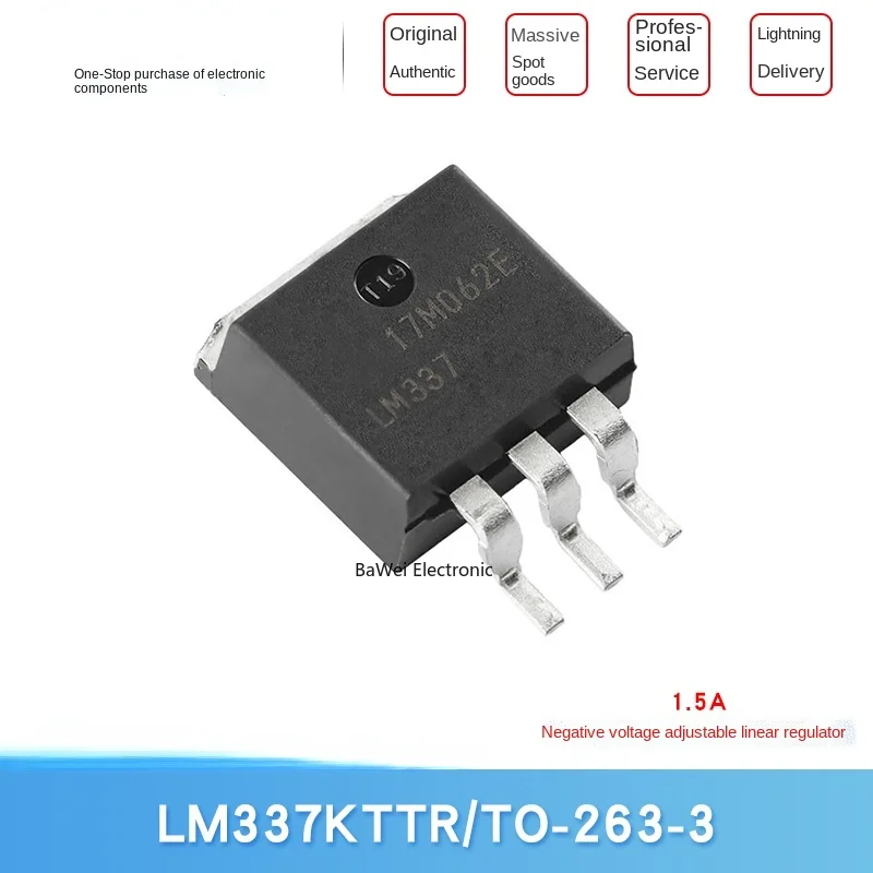 Original LM337KTTR TO-263-3 Negative Voltage Adjustable Linear Regulator Chip Core Set (1PCS)