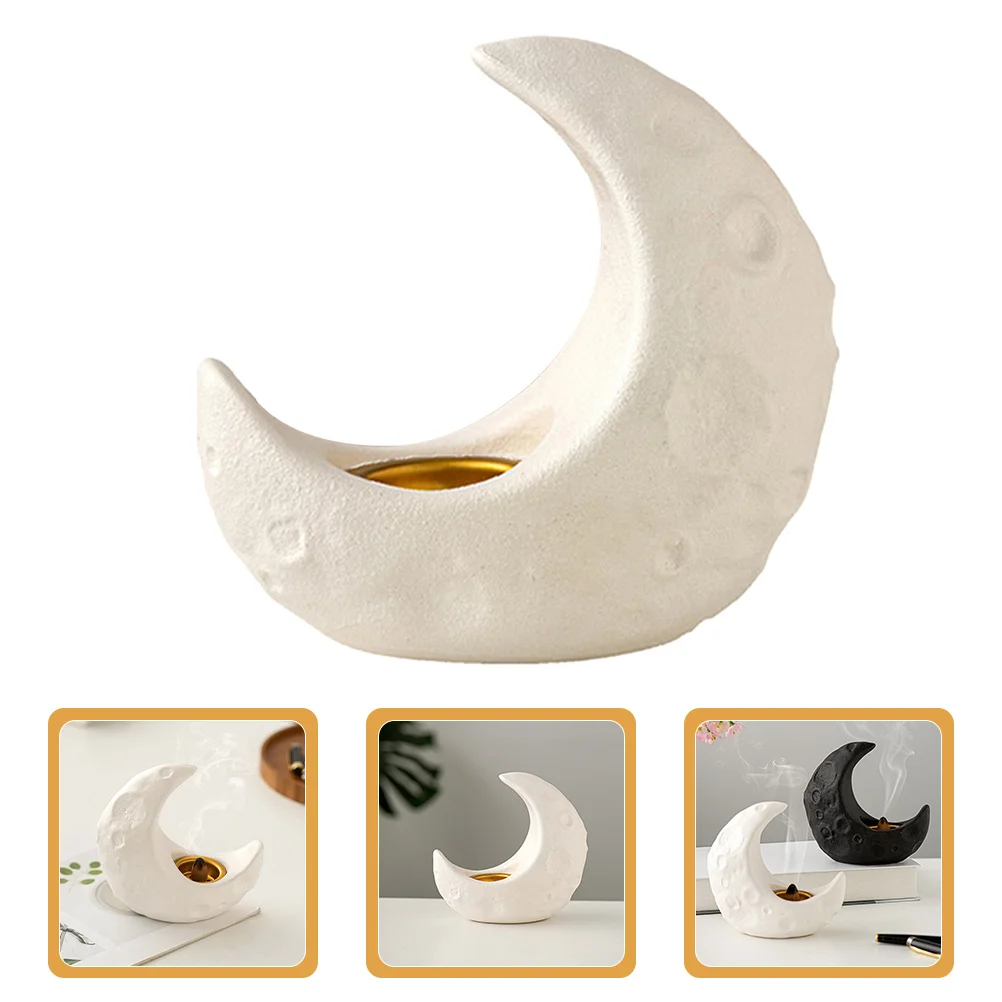 

Ceramic Moon Shaped Arabic Incense Burner Desktop Holder Elegant Incense Furnace for Home Office Yoga Bakhoor Burner Holder