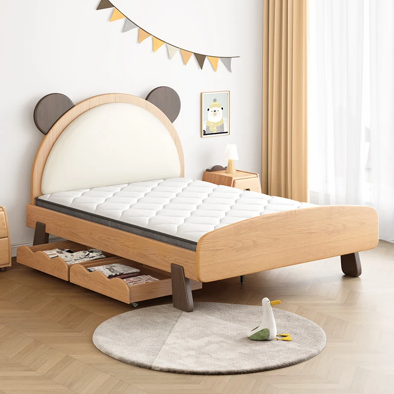 Children's Bed Home Bedroom Simple Widened Single Bed Small Apartment Widened Solid Wood Bed