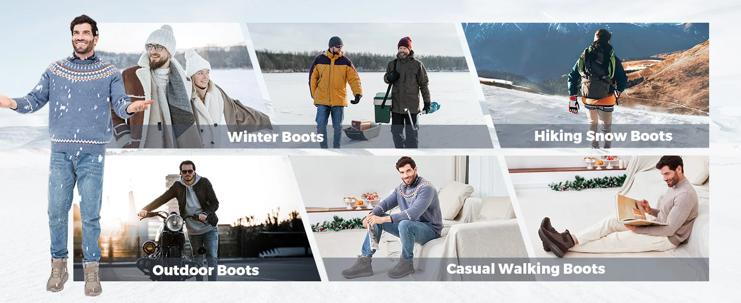 FitVille Extra Breite Herren-Wanderstiefel, Warm Gefüttert mit Fell, Schneewinterstiefel, Leichte Rutschfeste Outdoor-Trekkingschuhe für Herren, Herbst – Detail 7