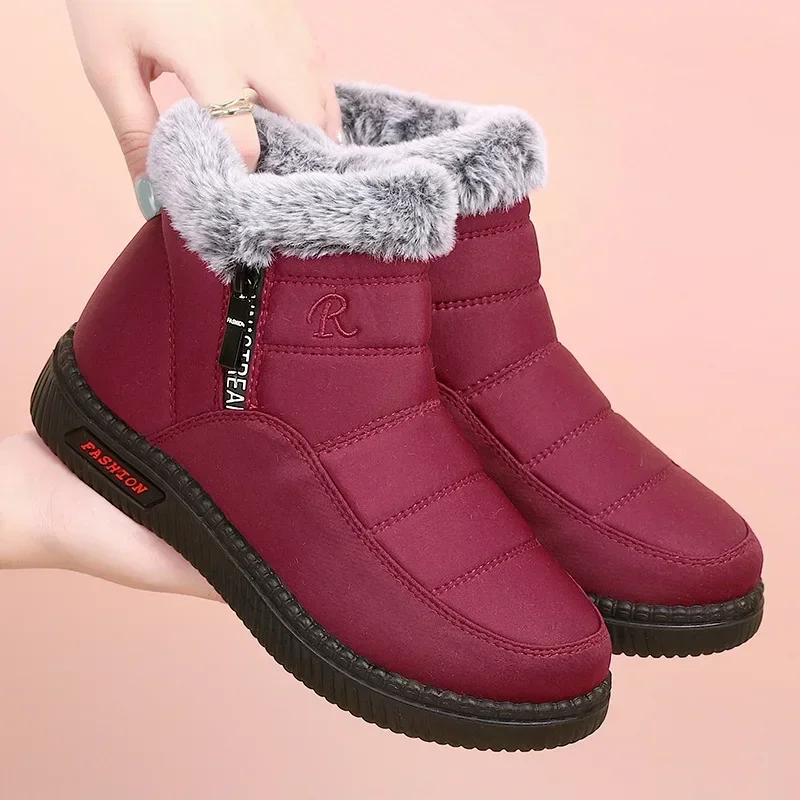 Botas de nieve acolchadas para hombre y mujer, botines antideslizantes, impermeables, resistentes al desgaste, con cremallera lateral, fáciles de poner, 2024