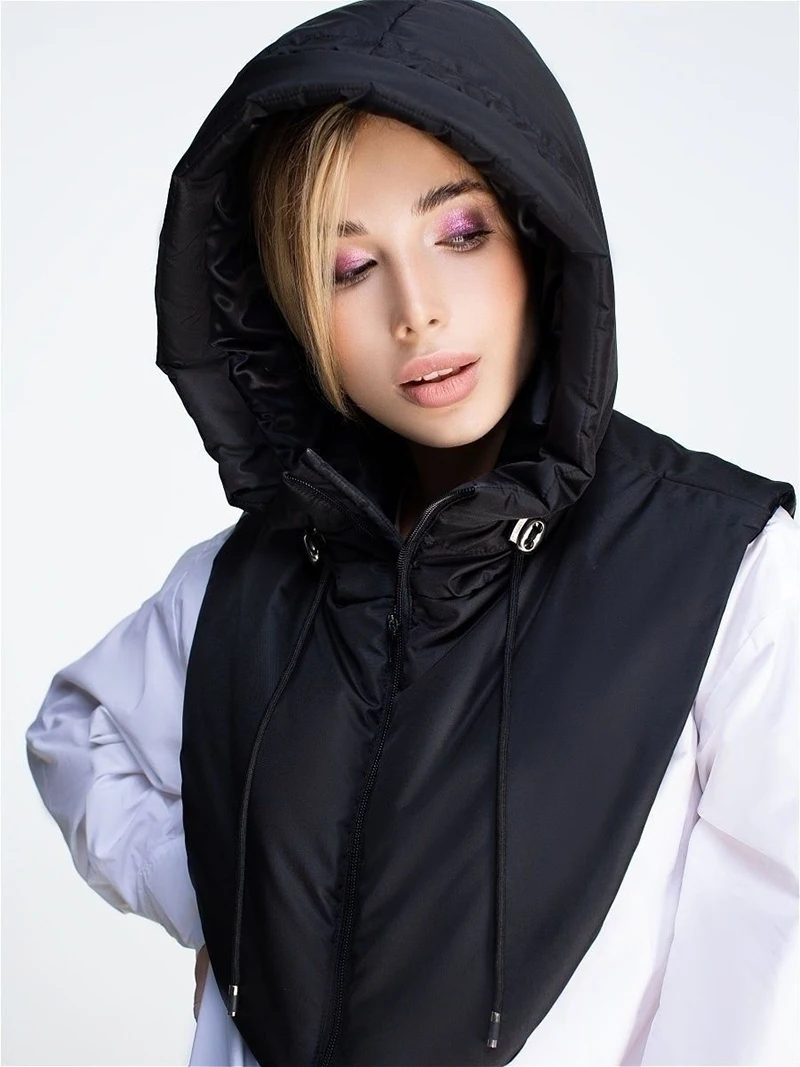 Hooded Puffer Vest for Women Sleeveless Zip Up Crop Coats 2022 Winter Fashion Waistcoat Parkas Outwear Streetwear