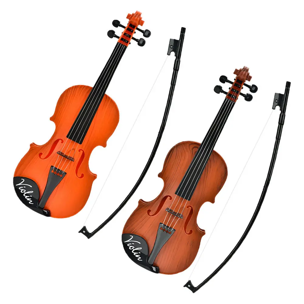 2Pcs Realistic Violin Simulation Music Instrument Adjustable Strings for Kids Beginners Early Learning Plastic Music