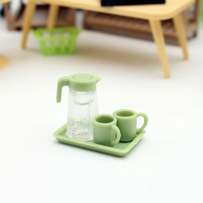 1set Mini Mug Set Transparent Tea Cup Dollhouse 1/12 DIY Create Your Own Miniature Scene Model Decoration Home Decor