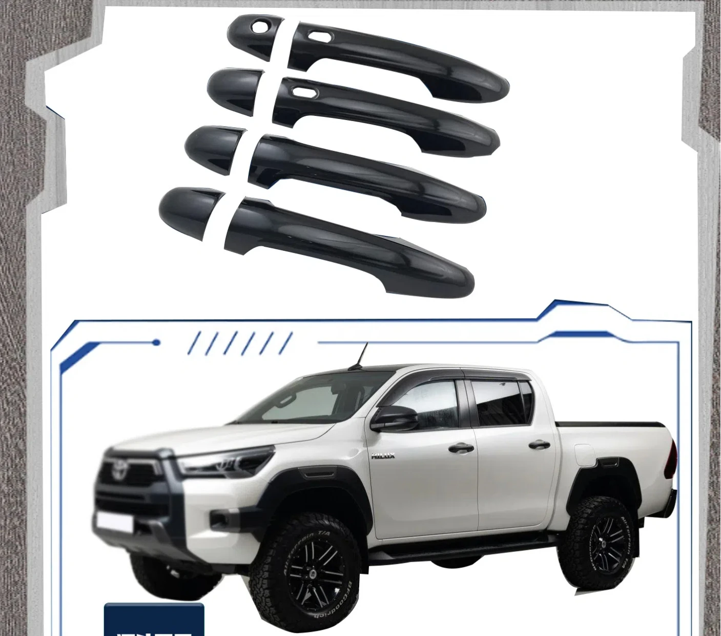 

For 2020 HILUX REVO Hailux car door handle cover modification exterior parts bright black handle