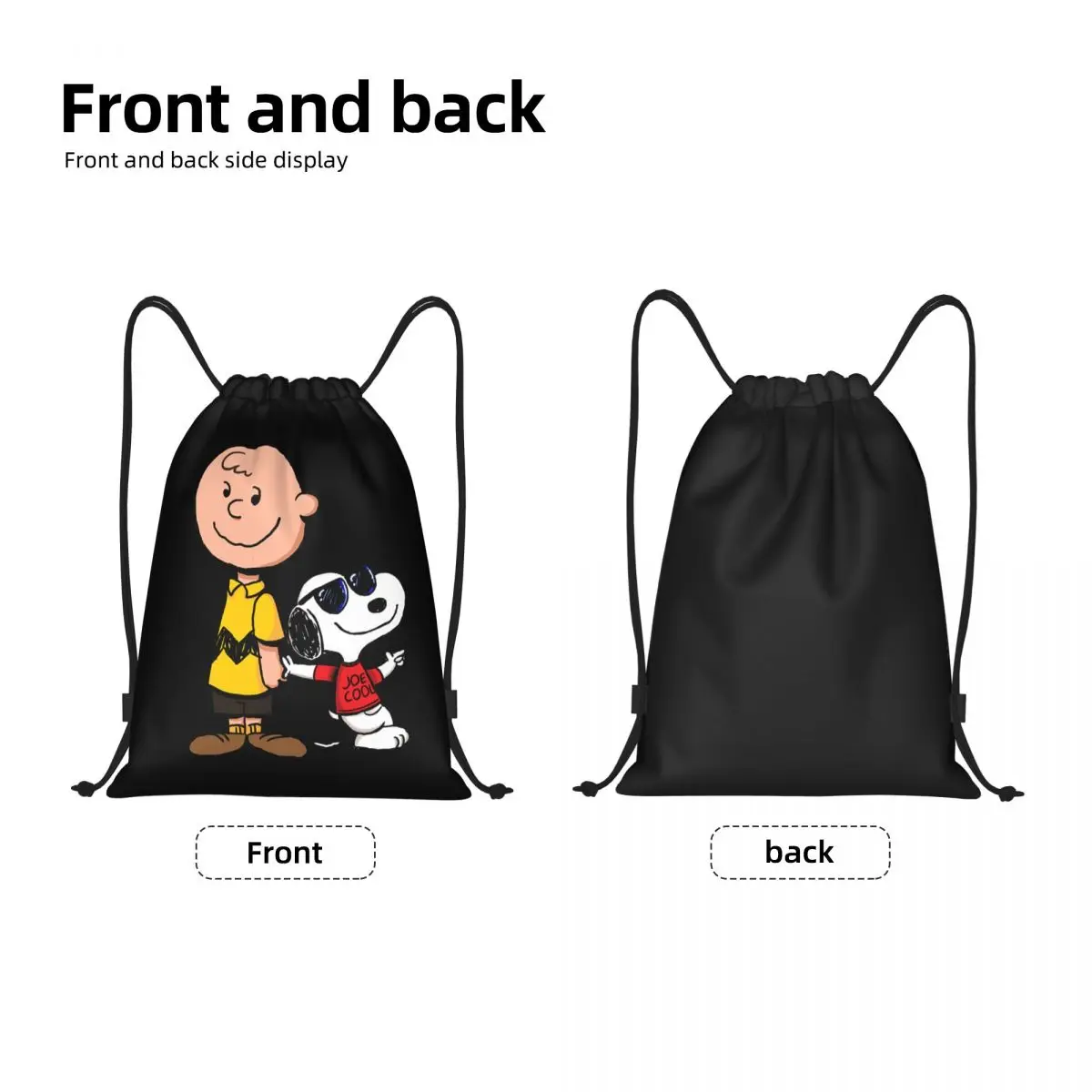 Custom S-Snoopys Joe Cool Drawstring Backpack Women Men Gym Sport Sackpack Foldable Training Bag Sack