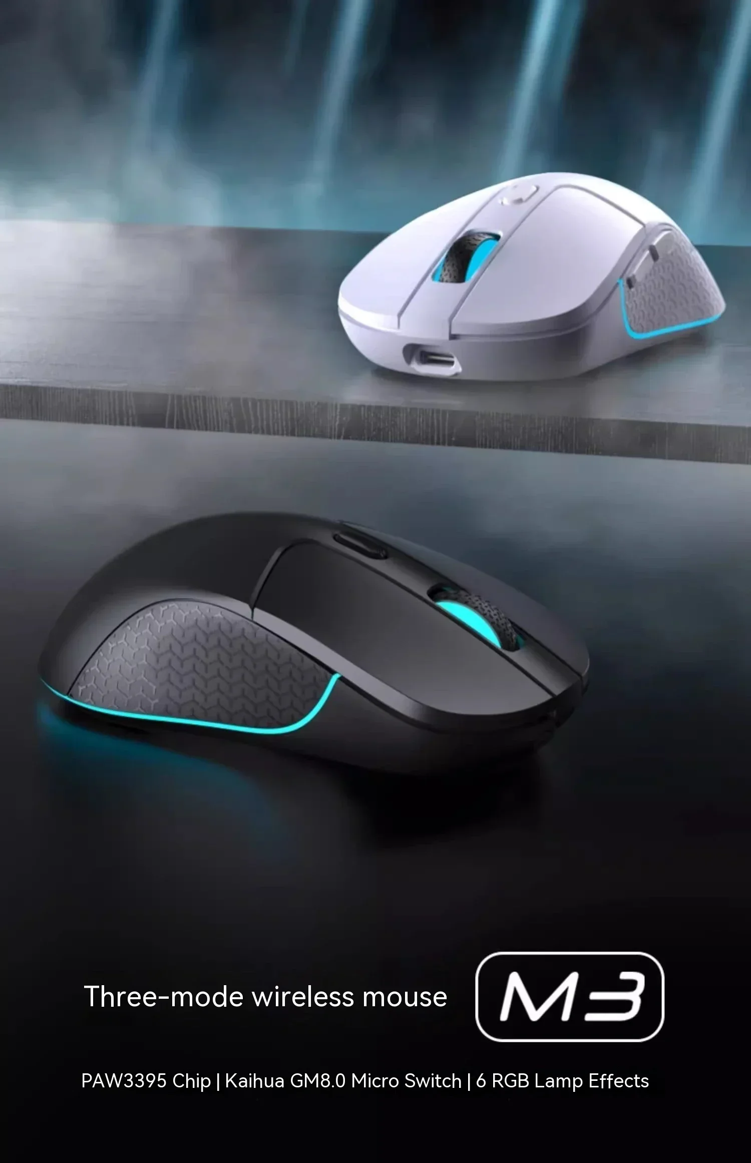 Imagem -02 - Mouse sem Fio Mode Rgb E-sports Jogos Leve Baixa Latência 26000dpi pc Gamer Escritório Paw3395 Keychron-m3