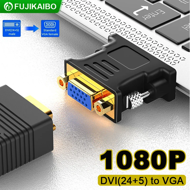 DVI 24+5 to VGA Adapter 1080P DVI-I Male to VGA Female Converter Cable HD Video Graphics Card Sdaptors For PC TV Box Projector