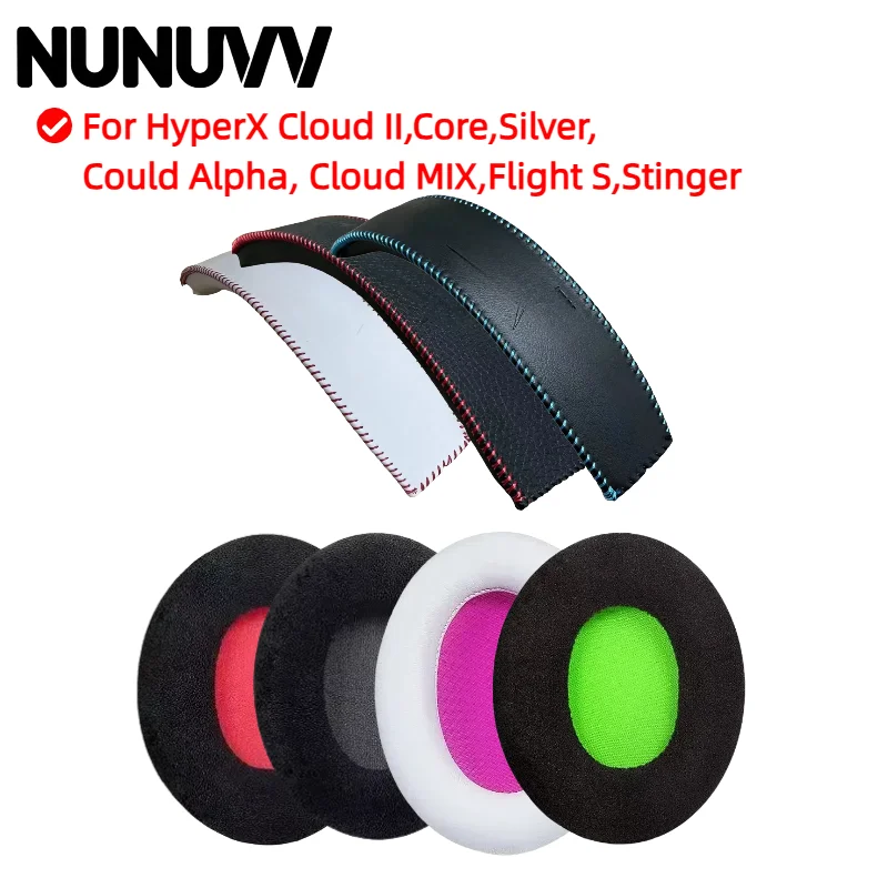 

NUNUVV Earpads for HyperX Cloud II,Core,Silver,Could Alpha,Cloud MIX,Flight S,Stinger Earmuffs Sponge Cushion Headphone