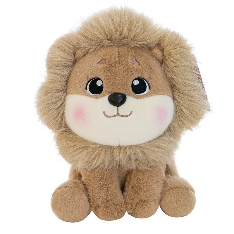 Kawaii Plush Lion Stuffed Toy Sitting Cute Cartoon Cub Pillow Decor for Kids Birthday Gift Girls Soft Plushie Animal Doll
