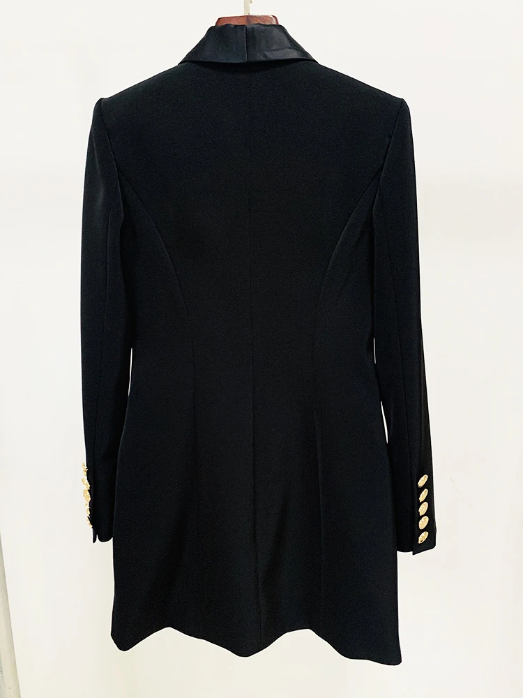 High Street neuesten 2024 Designer Mode Damen Metall knopf Strass Diamanten Perlen Abzeichen Schal Kragen langen Blazer