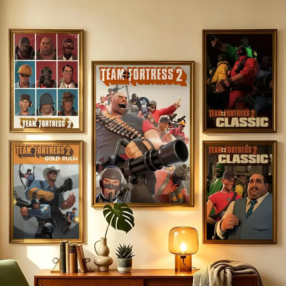 Team Fortress Cool Video Game Gaming Self-Adhesive Poster Peel and Stick Waterproof Removable HD Print for Bedroom Dorm Room