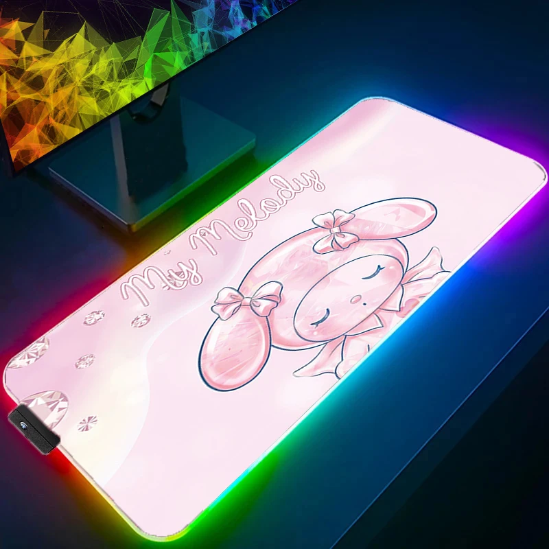 

LED Mouse Pad S-sanrio Gaming Large Gamer Keyboard Desk Mat Table Carpet RGB Mousepad XXL 900x400 Backlight For Computer CS