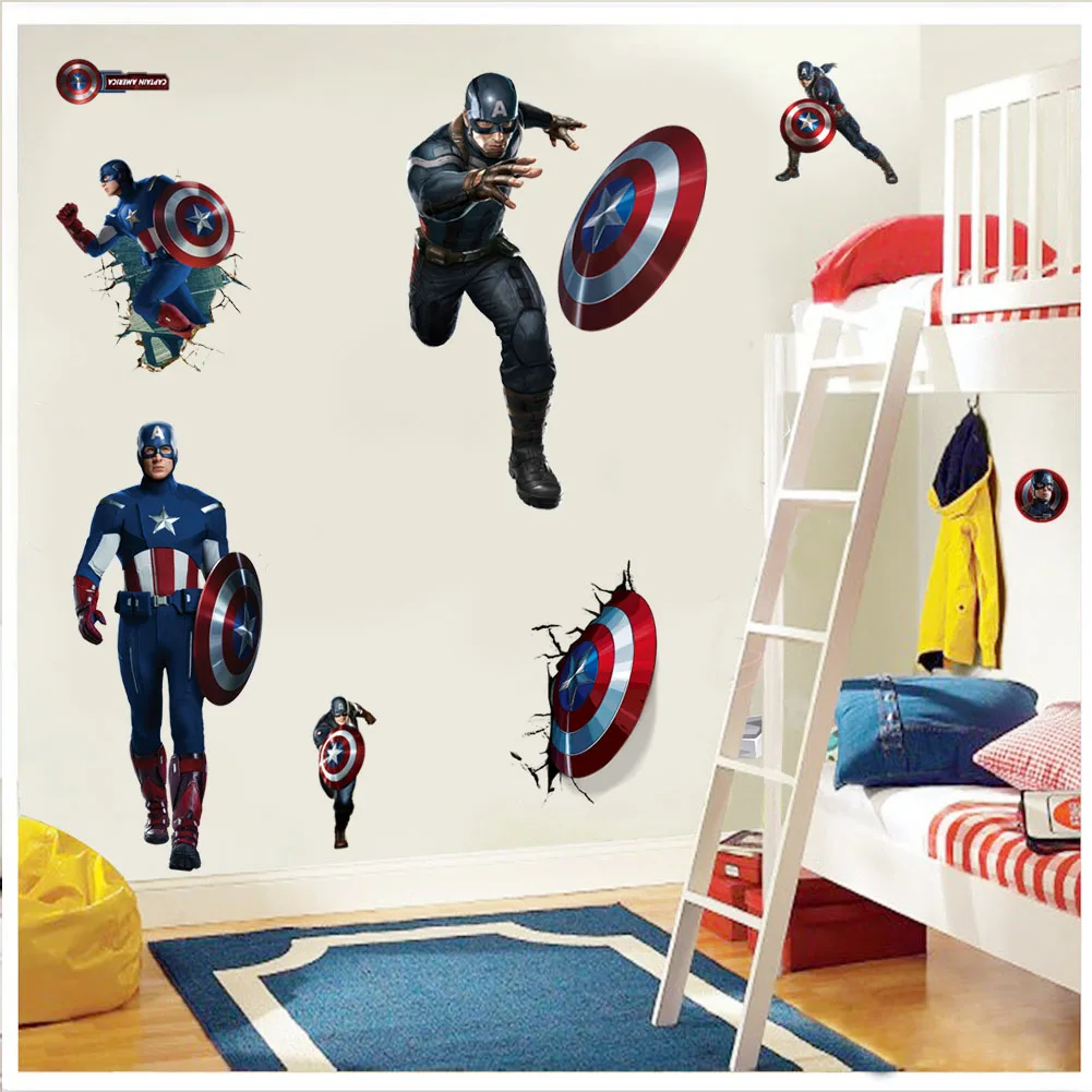 Cartoon Avengers Spiderman Naklejki ścienne do pokoju dziecięcego Super Heroes Dekoracje PVC Home Cartoon Decor Wall Mural Art Posters — zdjęcie 5