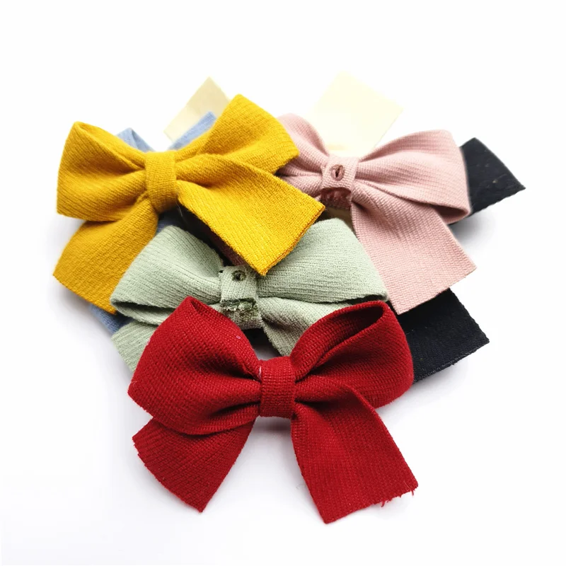 18 pz 7 x5.5cm tessuto Bowknot Applique per fai da te bambino Clip di capelli cappello copricapo artigianato patch Decor ornamento accessori di