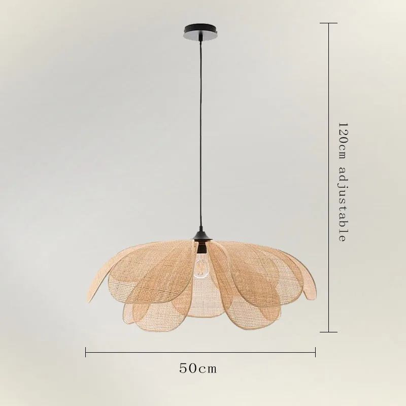 E27 bloemblaadje hanglamp Japanse stijl handgeweven rotan hanglamp eetkamer slaapkamer woonkamer Boho bloemen kroonluchter