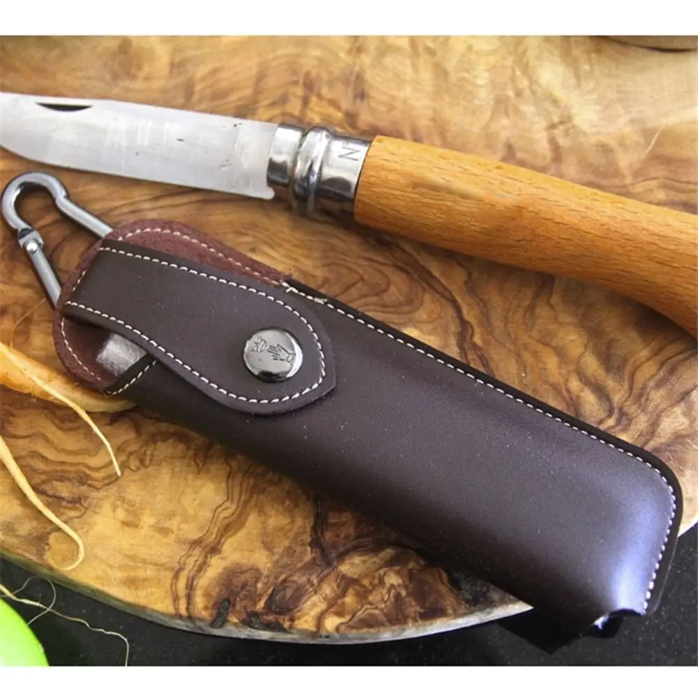 Retro Brown Fold Knife Scabbard Tool Flashlight Belt Loop Case Holder Leather Knife Sheath Protective Cover Pocket Hunt Camp image 2