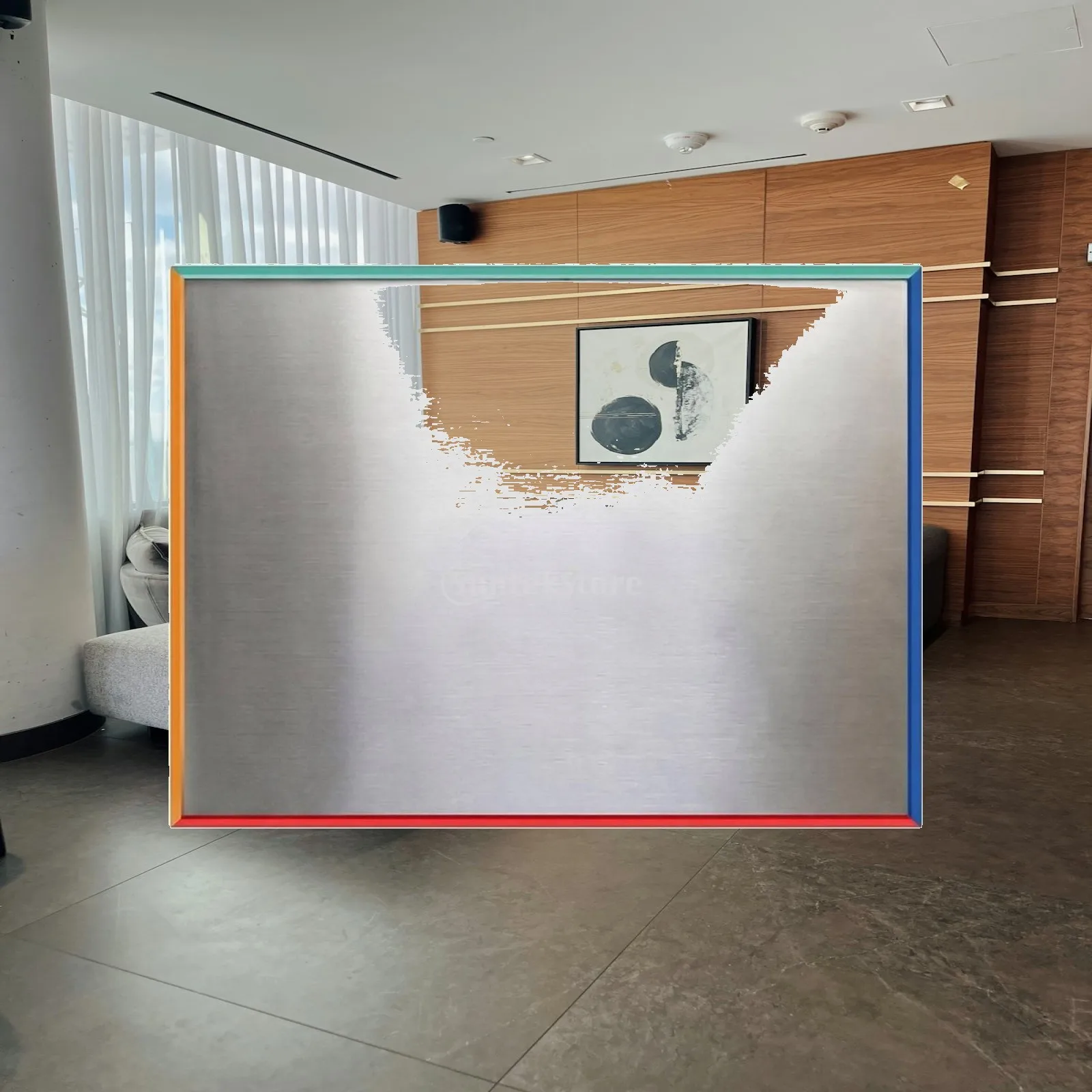 durable-aluminum-alloy-picture-frame-for-living-room-with-stainless-steel-panel-and-five-points
