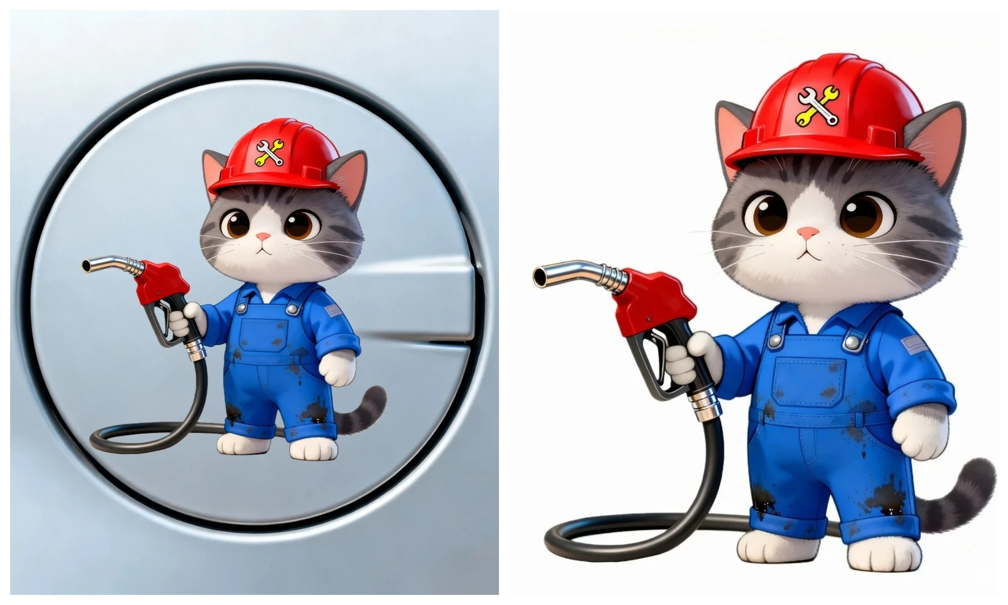 

Car Vinyl Decal Cute Refueling Cat Sticker Waterproof Removable for Car Motorcycle Laptop Auto Body Decoration