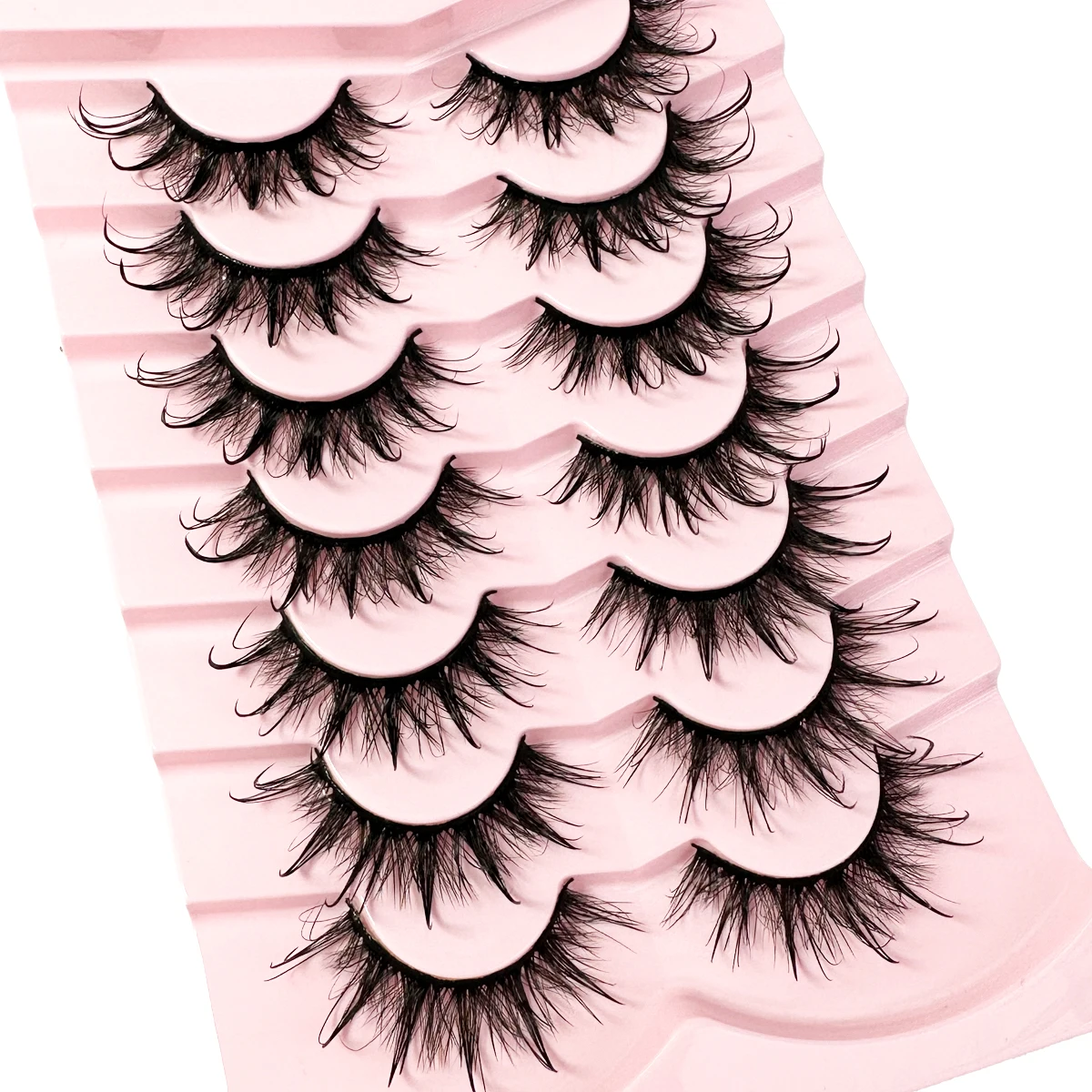 2/7 nasse falsche Wimpern, flauschige Feen-Manga-Katzenwimpern, 3D-Katzenaugenwimpern, künstliche Wimpern, natürliche lange Vollstreifenwimpern, geflügelte
