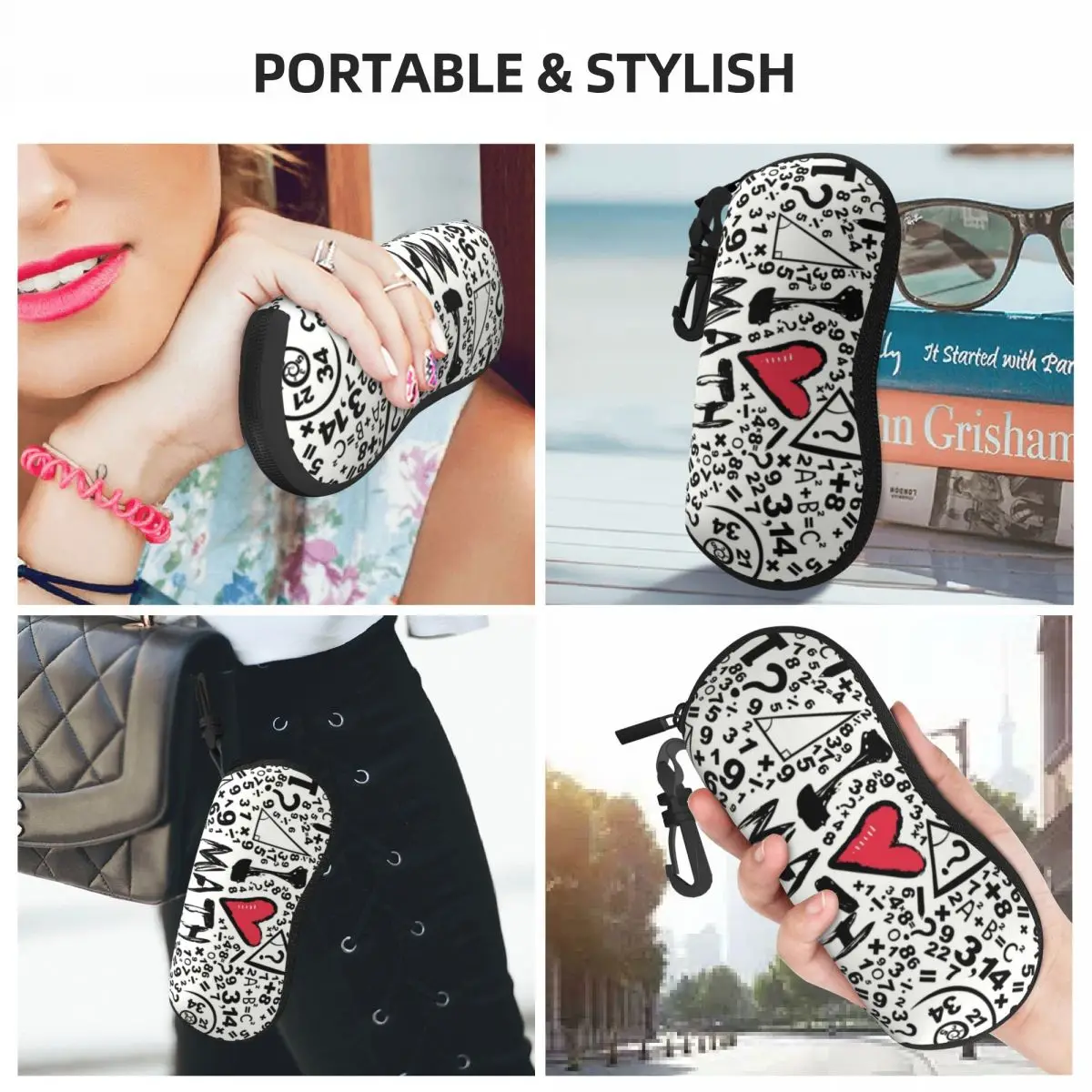 Custom I Love Math Pattern Glasses Case Portable Geek Mathematics Teacher Shell Eyeglasses Case Sunglasses Box view 6