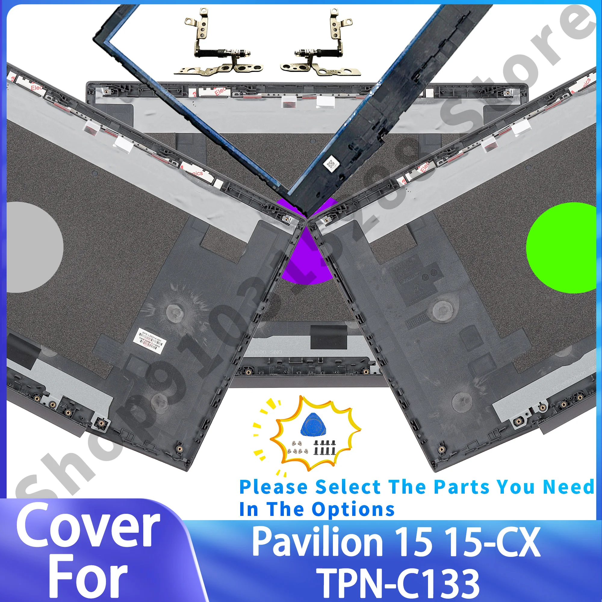 

Rear Top Lid For Pavilion 15-CX 15T-CX 15-cx0008ca TPN-C133 LCD Back Cover Bezel hinges Green/Silver/Purple Logo Plastic Case