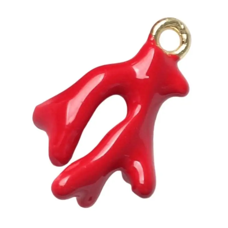 A52E Elegant Drip Painted Corals Alloy Charm for Handmade Jewelry Creation