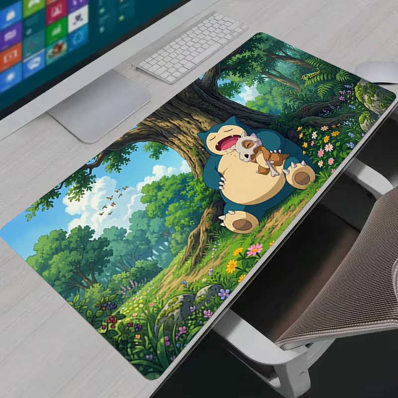 Mouse Pad Grande XXL P-Pokemon Snorlax, Tapete de Mesa para Teclado Gamer, Acessórios para PC, Carpete de Mesa Antiderrapante