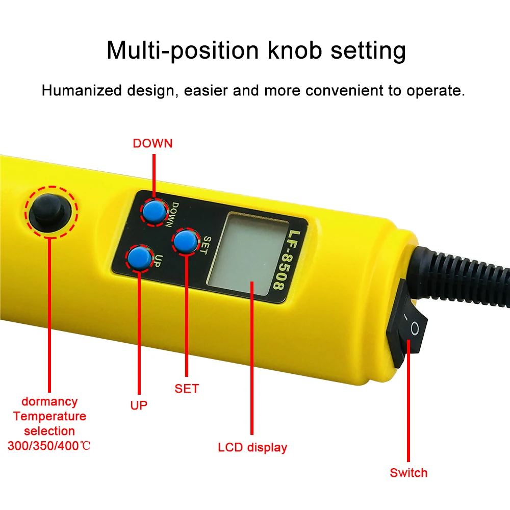 Imagem -04 - Digital Secador de Cabelo para Solda Pistola de ar Quente Estação de Solda Led Temperatura Soldagem Repair Tool 110v 220v Ajustável