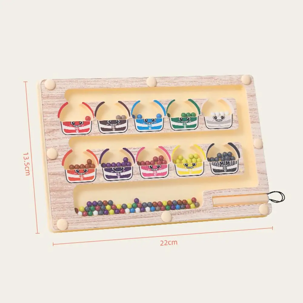 Gioco di ordinamento dei colori magnetici Montessori Labirinto da tavolo Penna Perline mobili Giocattolo educativo di controllo sensoriale in legno per bambini