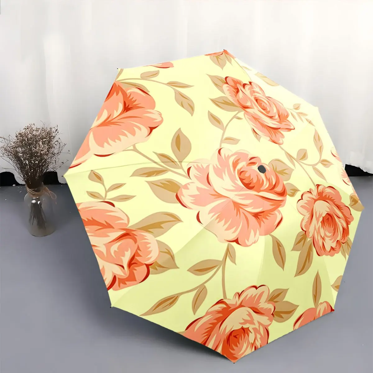 

Складной зонт с именем/инициалами — цветочный дизайн на светлом фоне, компактный портативный зонт с 2 спицами, подходит для [назначение], элегантный и удобный.