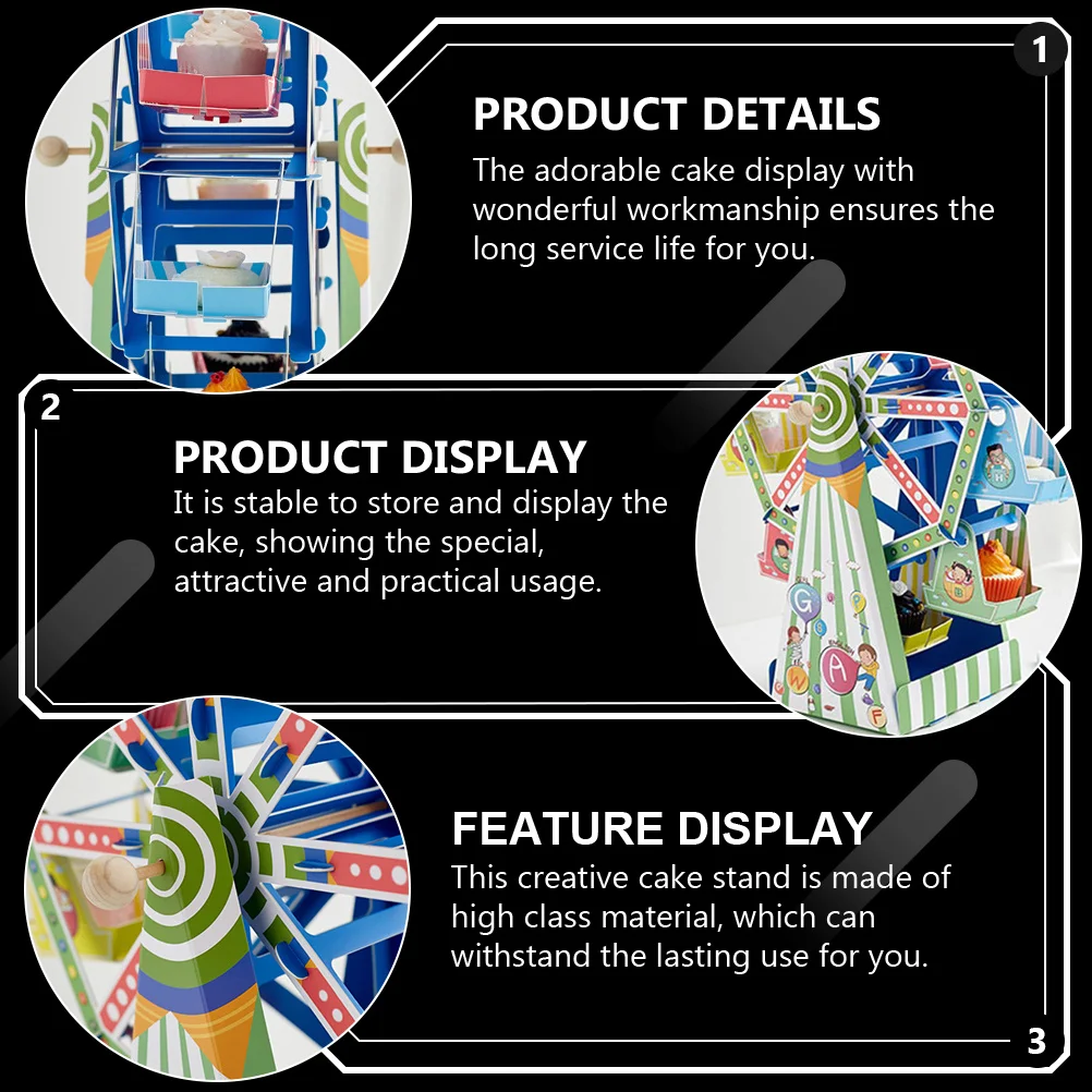 

Cake Display Stand Dessert Support Rack Paper Storage Rack Sky Wheel Design for Wedding Birthday Party Display Stand