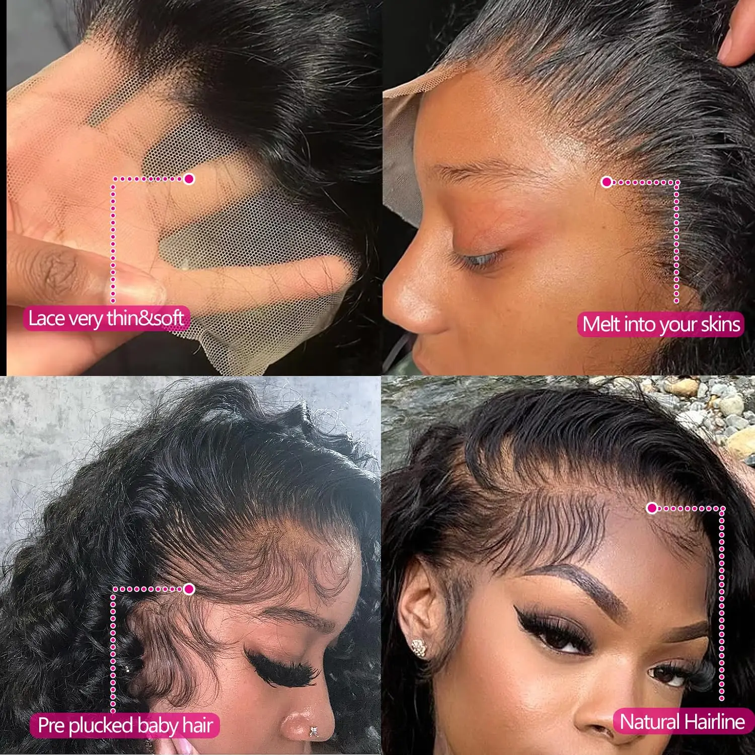 Lemoda 13x4 Full Lace Frontal Wig Human Hair Transparent Lace Wig Deep Wave Wig Human Hair for Black Women Deep Wave Frontal Wig image 3