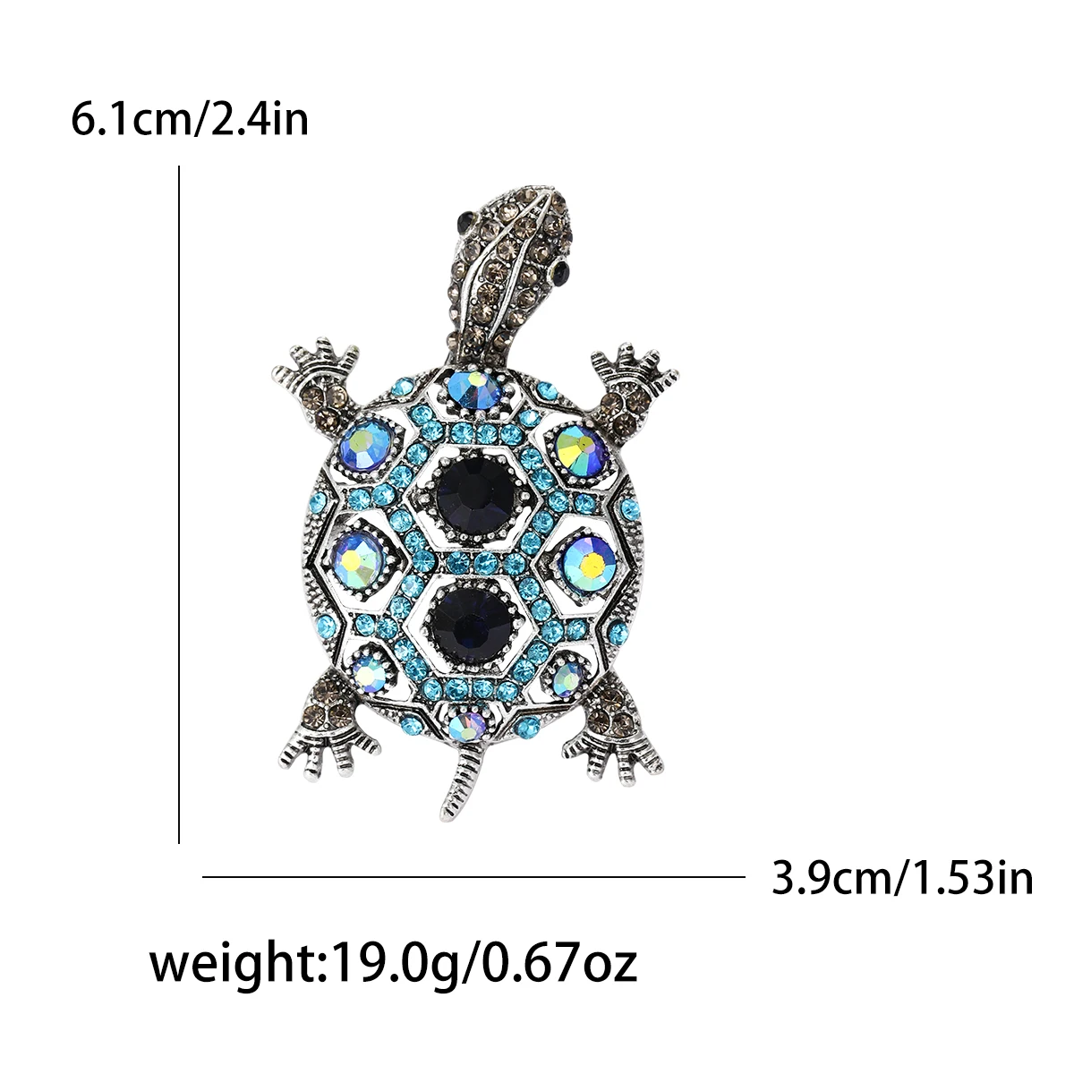 Trendy Shiny Rhinestone Turtle Brooches for Women Unisex Animal Pins 4-color Available Casual Party Accessories Gifts