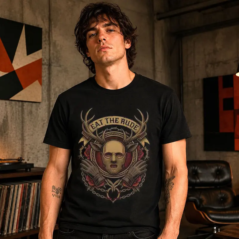 Hannibal Lecter Will Graham Graphic T Shirt, TV Series Horror Fan Unisex Tee Retro Dark Academia Gothic Casual Short sleeve Tops