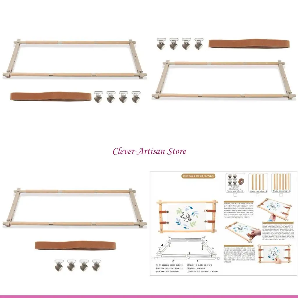 

E06B Деревянная рамка для вышивки крестом Подставка для вышивки крестом без помощи рук Держатель для иглы